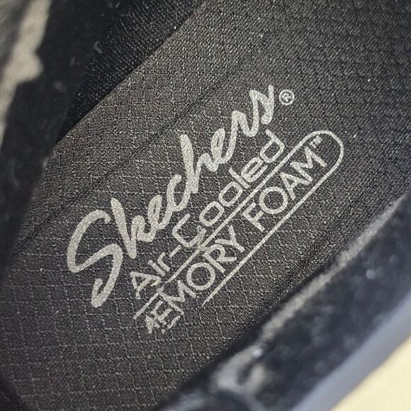 Skechers Womens 6 Arya Mod Squad Black Memory Foam Leather Ankle Wedge Booties - Picture 14 of 15